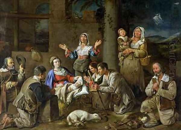 Adoration of the Shepherds 1659 Oil Painting by Jean Michelin