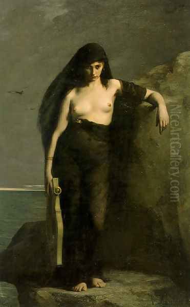 Sappho Oil Painting by Charles August Mengin