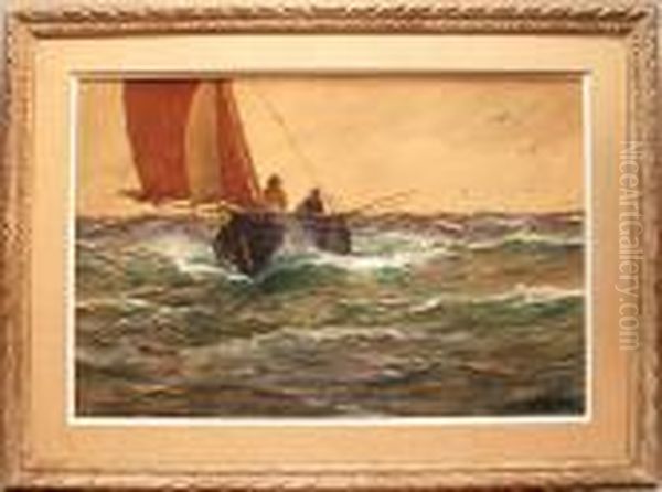 Fisherman In Sailboat, 
Kennedy Oil Painting by Charles Napier Hemy