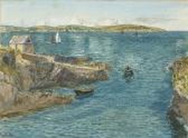 Entrance To Falmouth Harbour 
From Pendennis (crab Quay; Black Rock; St. Anthony's Light; St. Mawes) Oil Painting by Charles Napier Hemy