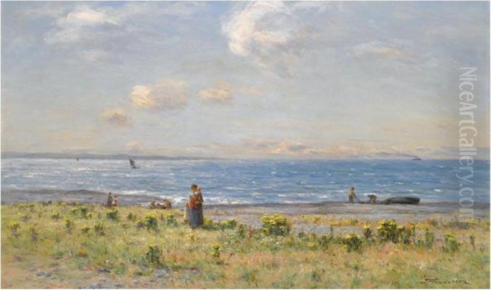 Fisherfolk On The West Coast Oil Painting by Joseph Henderson