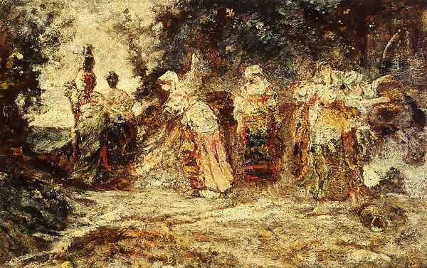 At The Well Oil Painting by Adolphe Joseph Thomas Monticelli