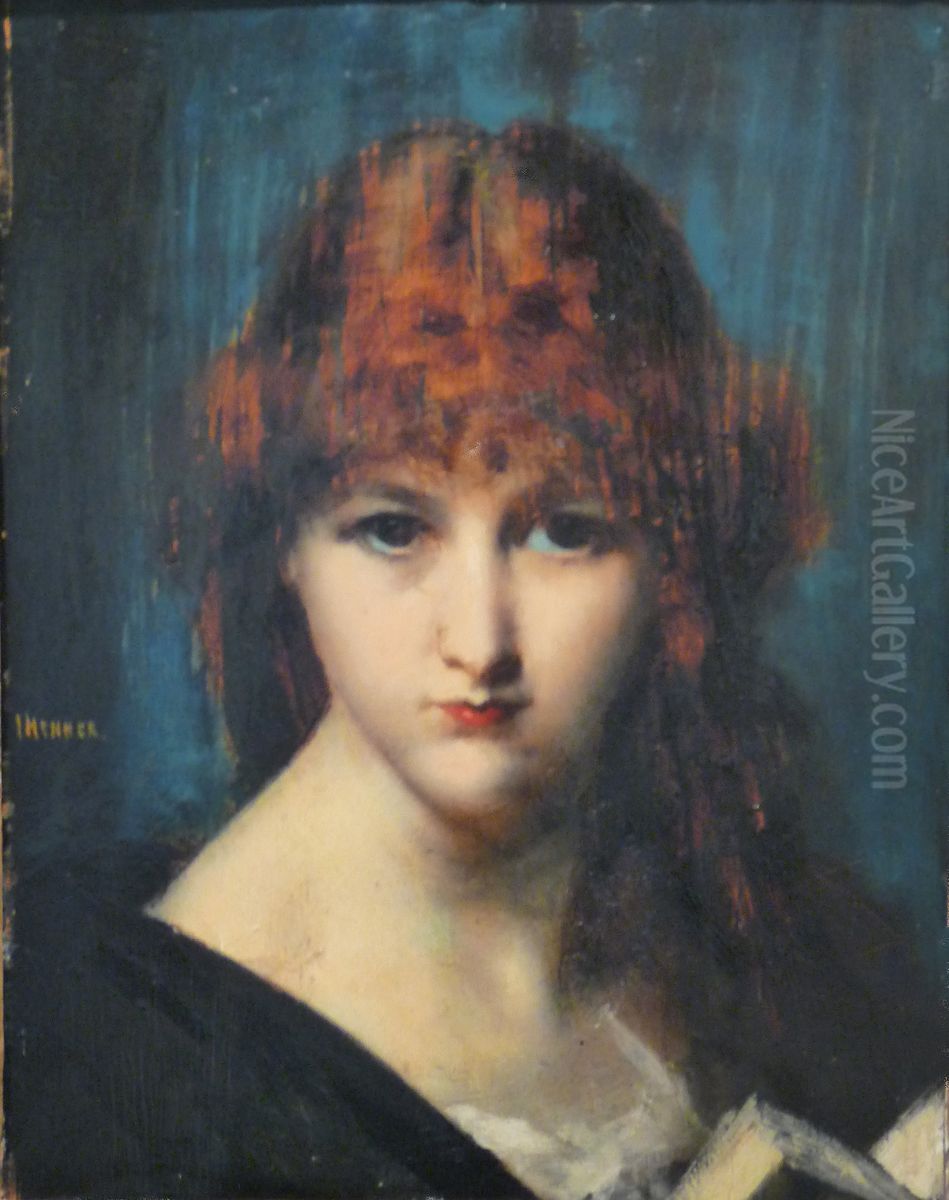 Portrait De Femme Oil Painting by Jean-Jacques Henner