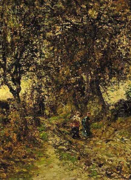 Promenade en foret Oil Painting by Adolphe Joseph Thomas Monticelli