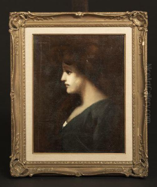 Profile Portrait Study Of An
 Auburn-haired Girl Oil Painting by Jean-Jacques Henner