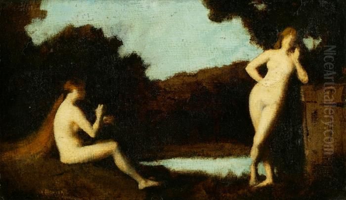 Bathing Oil Painting by Jean-Jacques Henner