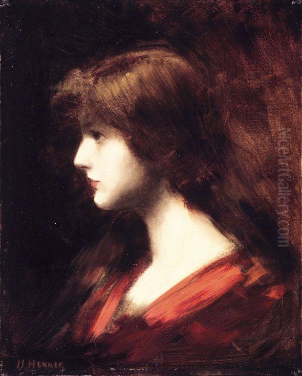 Head Of A Girl Oil Painting by Jean-Jacques Henner