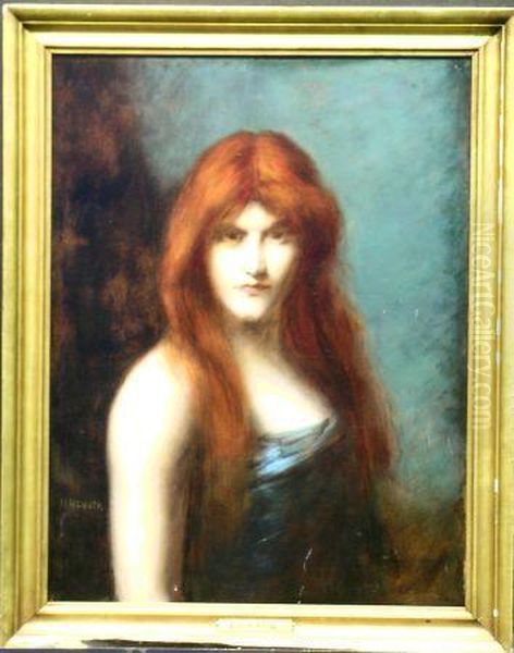 Red Headed Beauty Oil Painting by Jean-Jacques Henner