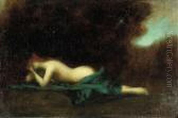 A Reclining Nude
Oil On Canvas Oil Painting by Jean-Jacques Henner