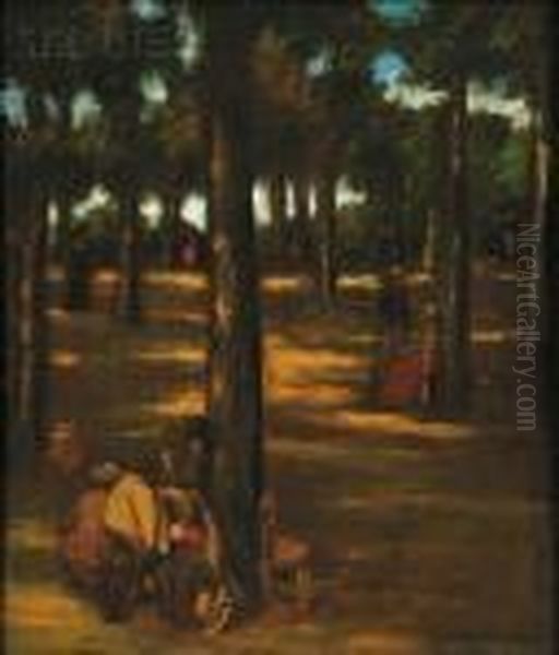 Au Bois De Vincennes (at The Forest Vincennes) Oil Painting by Robert Henri