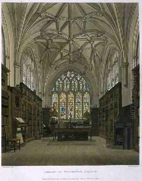 Library of Winchester College Oil Painting by Frederick Mackenzie