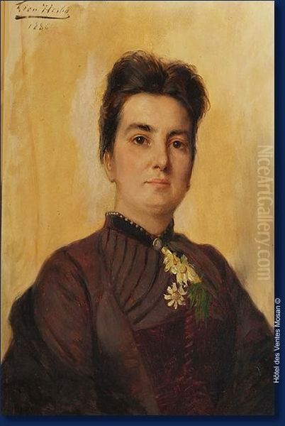 Portrait De Madame Auguste Musin Oil Painting by Leon Herbo