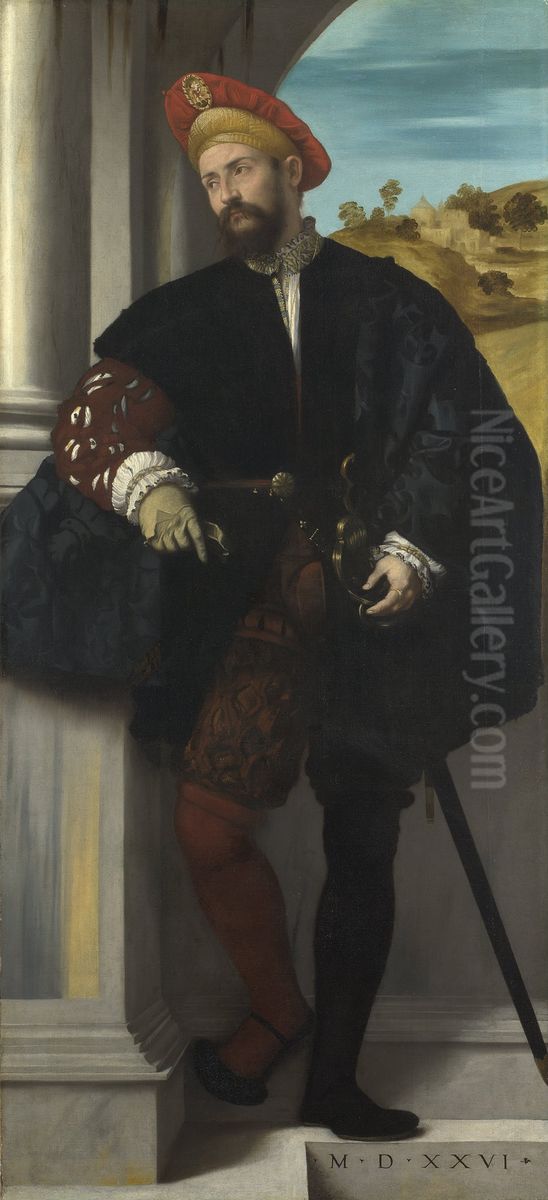 Portrait of a Man Oil Painting by Alessandro Bonvicino (Moretto da Brescia)