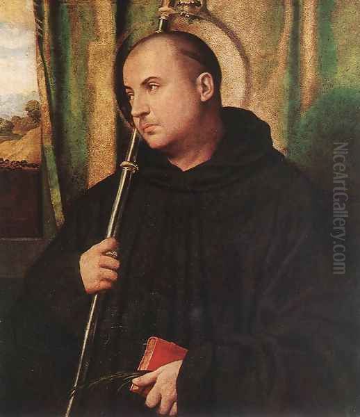 A Saint Monk Oil Painting by Alessandro Bonvicino (Moretto da Brescia)