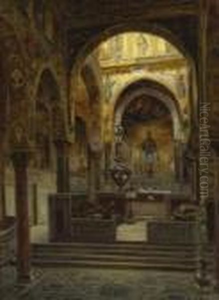 Palermo - Inneres Der Capella
 Palatina. Oil Painting by Heinrich Hermanns