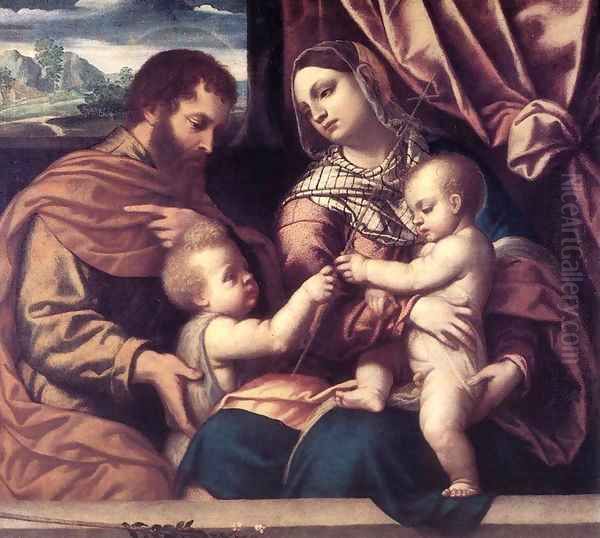 Holy Family 2 Oil Painting by Alessandro Bonvicino (Moretto da Brescia)