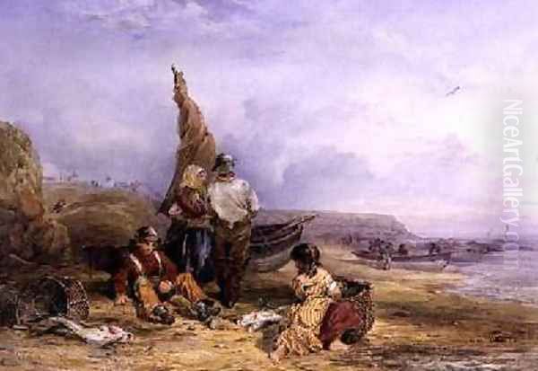 Figures on a Beach 1846 Oil Painting by John Henry Mole