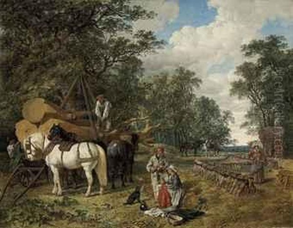 The Woodcutters Oil Painting by John Frederick Herring Snr