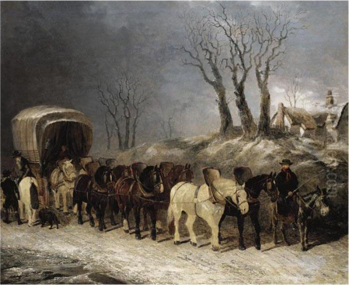 The London To York Carriage Oil Painting by John Frederick Herring Snr