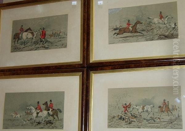 Fox Hunting, Plates I To Iv, 
Lithographs By Vincent Brooks, Printed In Colours On Wove, Published 
1854 By Lloyd Brothers & Co. Oil Painting by John Frederick Herring Snr