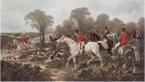 The Meet; Breaking Cover; Full Cry; The Death Oil Painting by John Frederick Herring Snr