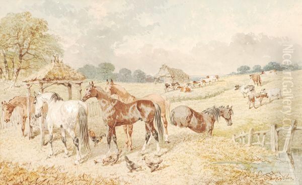 Farmyard Scenes Two Oil Painting by John Frederick Herring Snr