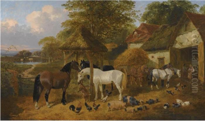The Farm Yard Oil Painting by John Frederick Herring Snr