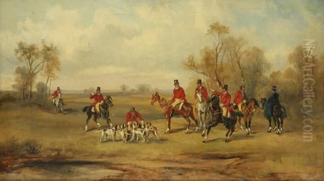 Jnr Hunting Scene Oil Oncanvas 
Signed 'j.f. Herring' Lower Right 38.5 X 66 Cm Provenance:leonard Joel 
Melbourne C.1965 Private Collection Melbourne Oil Painting by John Frederick Herring Snr