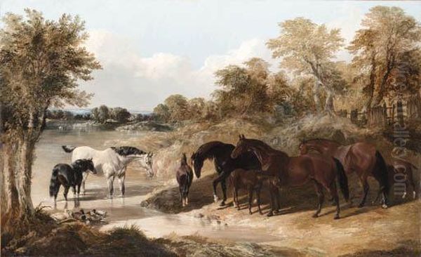 Signed And Dated 'j.f. Herring 
1846' (lower Left) And Inscribedwith The Names Of The Horses Oil Painting by John Frederick Herring Snr