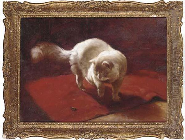 Waiting To Pounce Oil Painting by Arthur Heyer