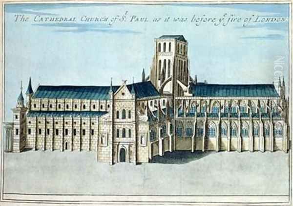 St Pauls Cathedral before it was destroyed by the Fire of London from A Book of the Prospects of the Remarkable Places in and about the City of London Oil Painting by Robert Morden