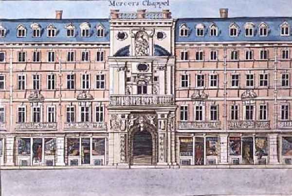 Mercers Chapel from A Book of the Prospects of the Remarkable Places in and about the City of London Oil Painting by Robert Morden