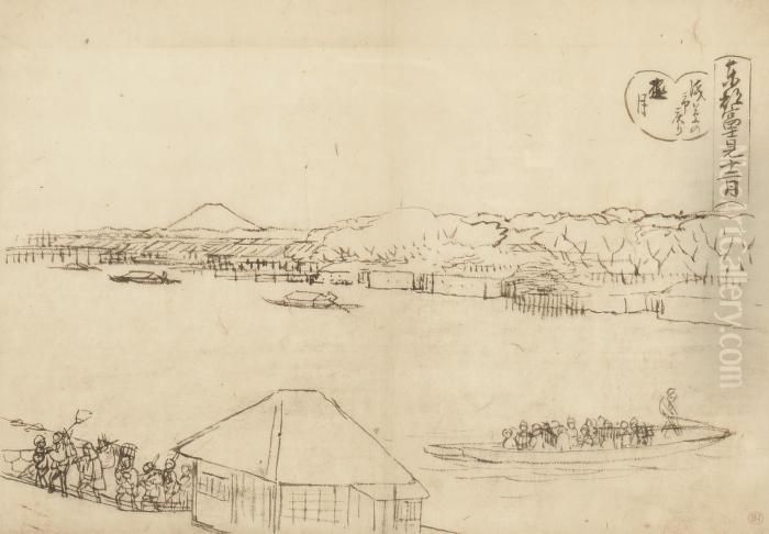 A Preparatory Drawing Of Mutsuki Oil Painting by Utagawa or Ando Hiroshige