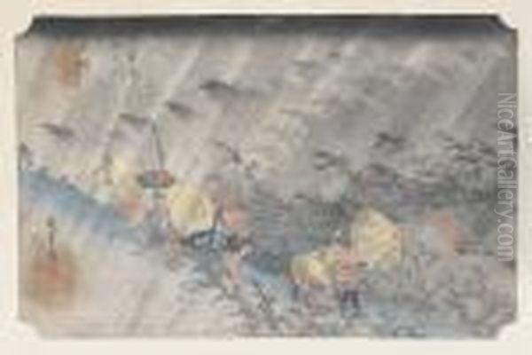 Shono Haku-u Oil Painting by Utagawa or Ando Hiroshige