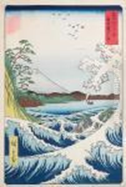 Fuji Sanjyu Rokkei Oil Painting by Utagawa or Ando Hiroshige