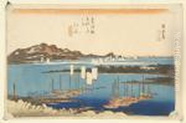 From Fifty-three Stations Oil Painting by Utagawa or Ando Hiroshige