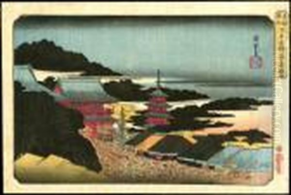 Crowds At The Year-end Market At Kinryuzantemple In Asakusa Oil Painting by Utagawa or Ando Hiroshige