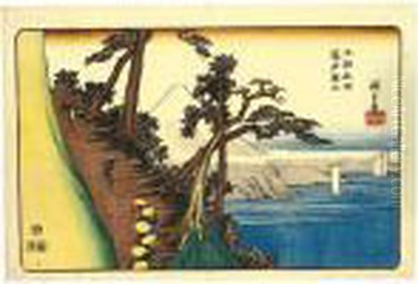 Three Prints: 'satta Fuji' From 
The Series 'honcho Meisho' (famous Views Of Our Country), ````atagosan 
No Aki No Tsuki', From The Series 'edo Hakkei' (eight Views In Edo) And 
'ryogoku Kawabiraki' From The Series 'toto Meisho' (famous Places Of The
 Oil Painting by Utagawa or Ando Hiroshige