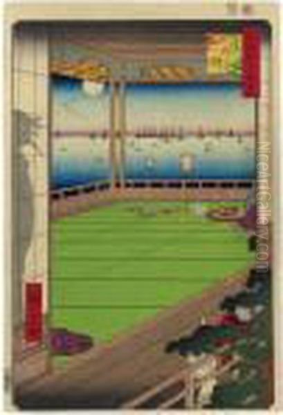 ````tsuki No Misaki' (the Moon 
Headland) From The Series 'edo Meisho Hyakkei' (one Hundred Famous Views
 Of Edo) Oil Painting by Utagawa or Ando Hiroshige