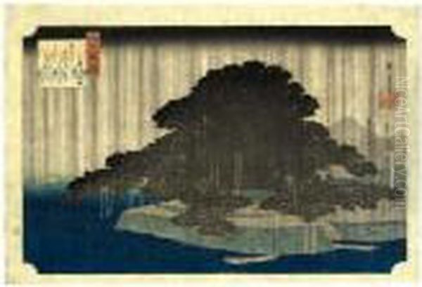````karasaki No Yau' (evening 
Rain At Karasaki) From The Series ````omi Hakkei No Uchi' (eight Views 
In Omi Province) Oil Painting by Utagawa or Ando Hiroshige