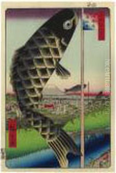 ````suidobashi Surugadai' (suido
 Bridge On The Suruga Heights) From The Series 'edo Meisho Hyakkei' (one
 Hundred Famous Views Of Edo) Oil Painting by Utagawa or Ando Hiroshige