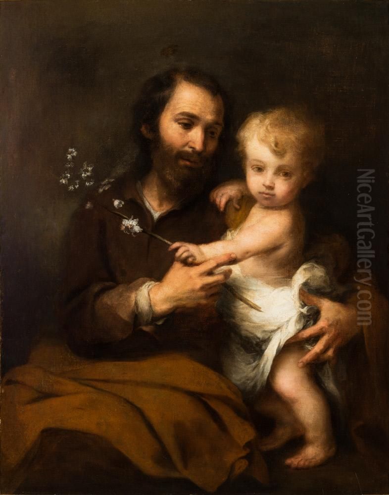 Saint Joseph and the Christ Child Oil Painting by Bartolome Esteban Murillo