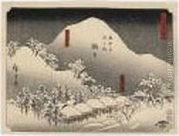 Mariko. A Mariko. Vingt-et-unieme Relais Oil Painting by Utagawa or Ando Hiroshige