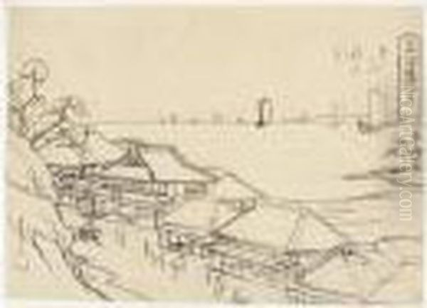 Kanagawa. Gojusan Tsugi No Uchi. Kanagawa, Un Des Cinquante-trois Relais Oil Painting by Utagawa or Ando Hiroshige