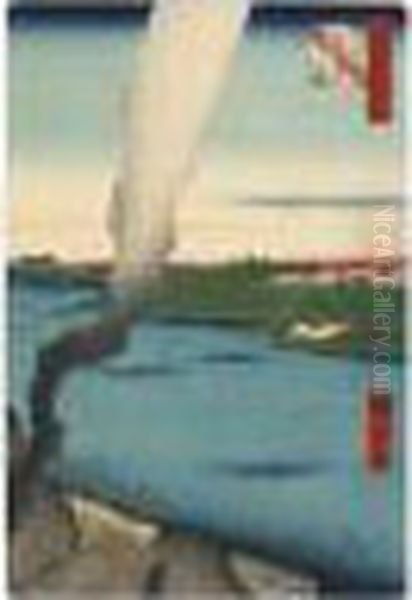 Sumidagawa Hashiba No Watashi 
Kawaragama. Fours De Potiers De Tuiles Et Bacs De Hashiba Sur La Riviere
 Sumida Oil Painting by Utagawa or Ando Hiroshige