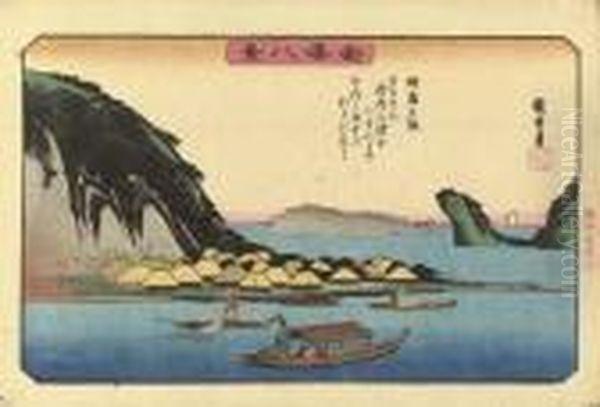 Nojima Yusho (twilight, Nojima) Oil Painting by Utagawa or Ando Hiroshige