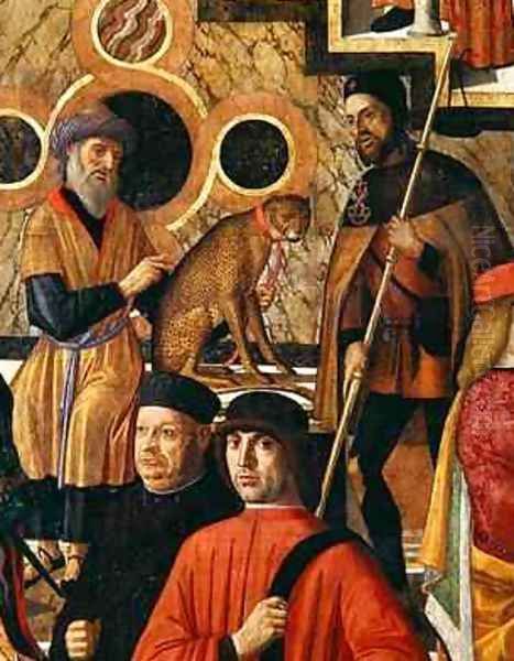 Leopard and Handler detail from the Miraculous Healing of the Daughter of Benvegnudo Oil Painting by Giovanni di Niccolo Mansueti