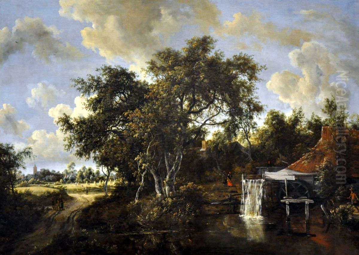 The Water Mill Oil Painting by Meindert Hobbema