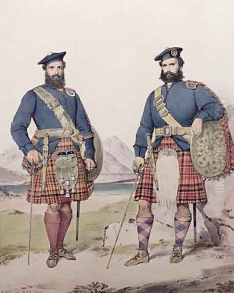 Two men in Highland dress Oil Painting by Kenneth Macleay