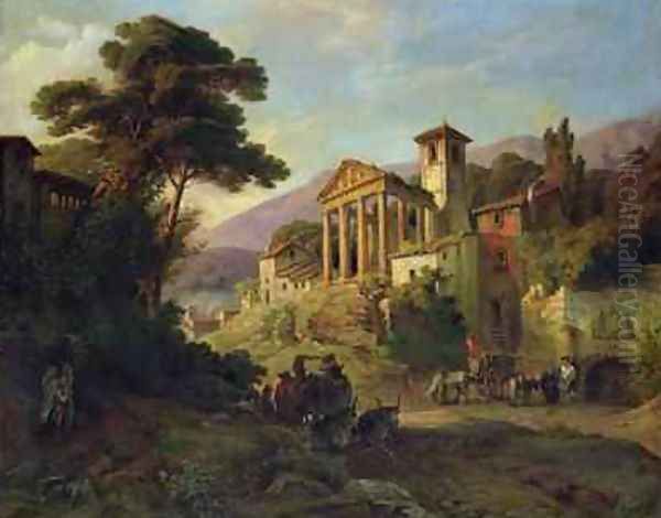 Italian Landscape 1871 Oil Painting by Friedrich Wilhelm Mueller